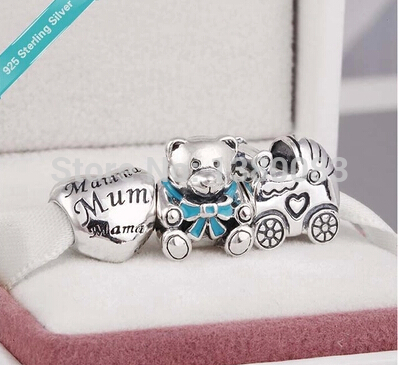 3Pieces-Lot-European-925-Sterling-Silver-Bear-font-b-Baby-b-font-Carriage-font-b-Charm